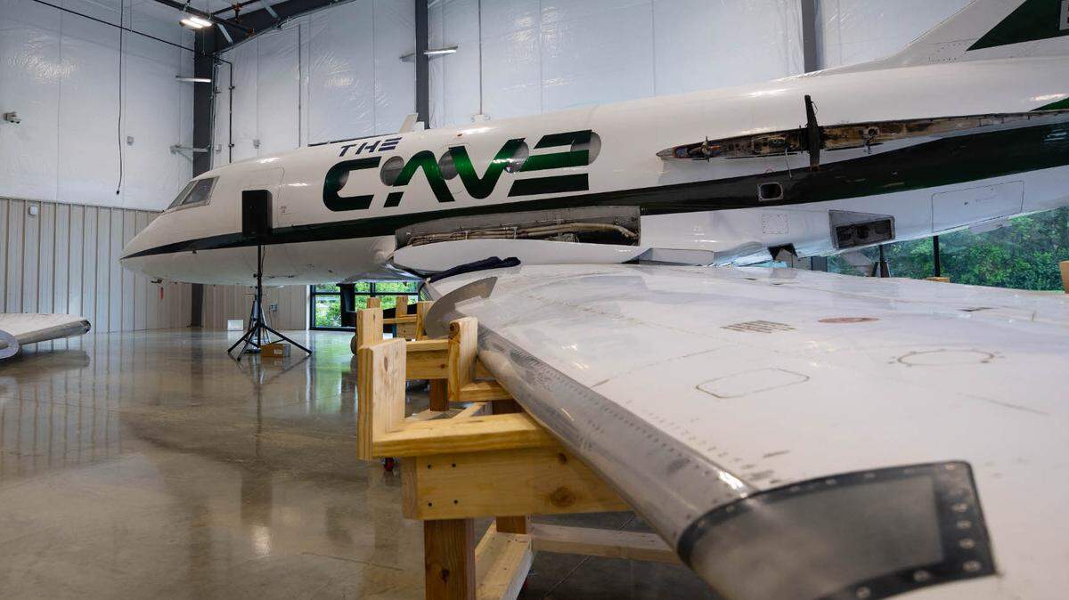 Inside the CAVE is a full-sized plane capable of training students interested in entering aeronautical maintenance and engineering fields.