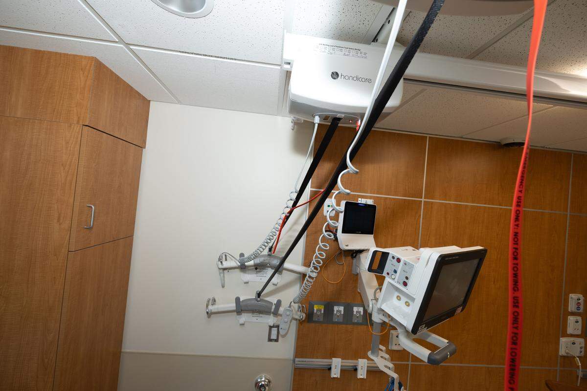 Part of the upgrades in the new ICU unit include a lift capable of lifting patients up to 1,000 pounds.