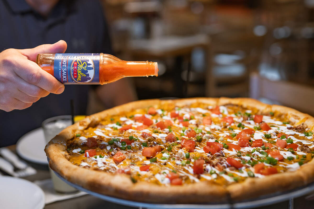 The Skyline Dip Deluxe pizza is a limited-time offering at area Dewey's Pizza locations.