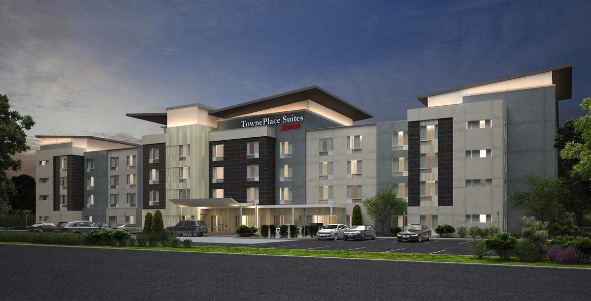 This rendering shows what the Marriott TownPlace Suites hotel in O’Fallon will look like. Developer Brad McMillin expects it to open in early October.