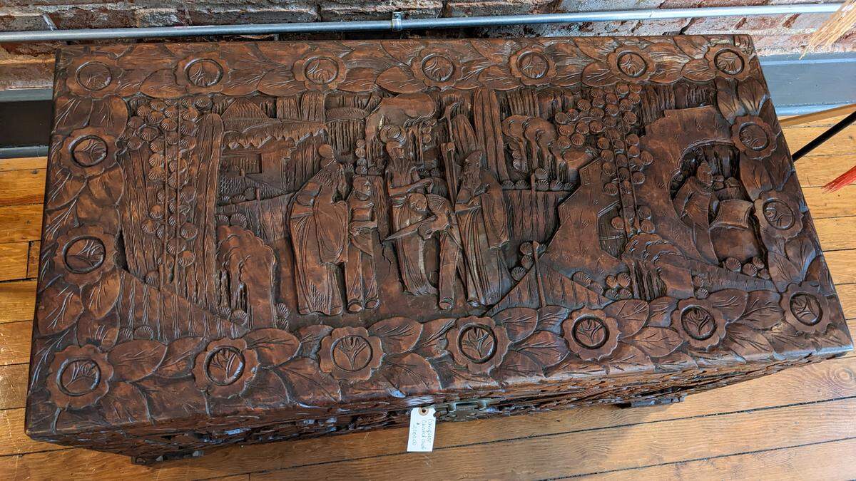 This camphor carved chest was restored by Dave Dyer, owner of the Voodoo Alligator.