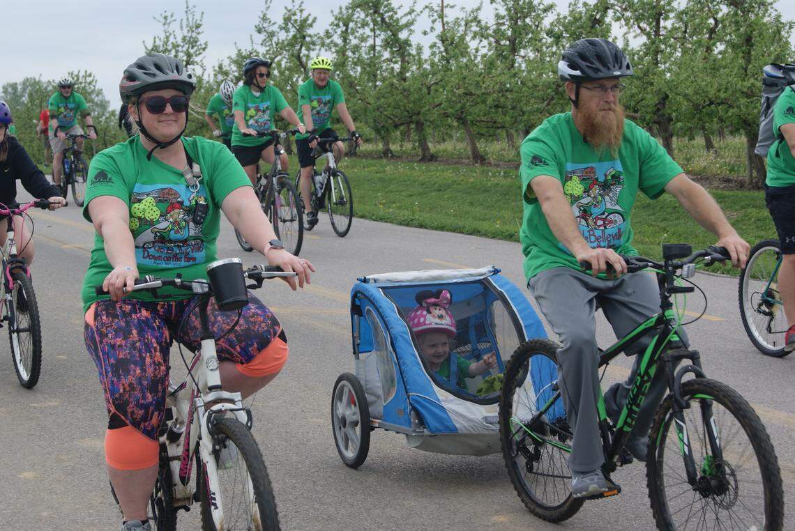 This youth didn’t have to pedal to get through the Tour de Belleville bike ride on Saturday. The annual bike ride, which started and ended at Eckert’s, raises money for the Belleville Parks and Recreation Department.
