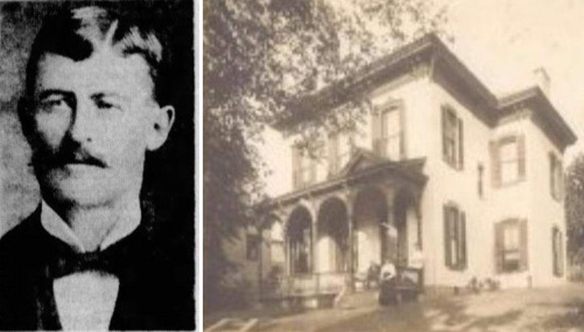 The two-story brick home at 224 S. Charles St. in Belleville had an expansive front porch when it was constructed in the 1800s, right. One of its early owners was John Martin, who operated a moving business and invested in property with his wife, M. Elizabeth Martin.