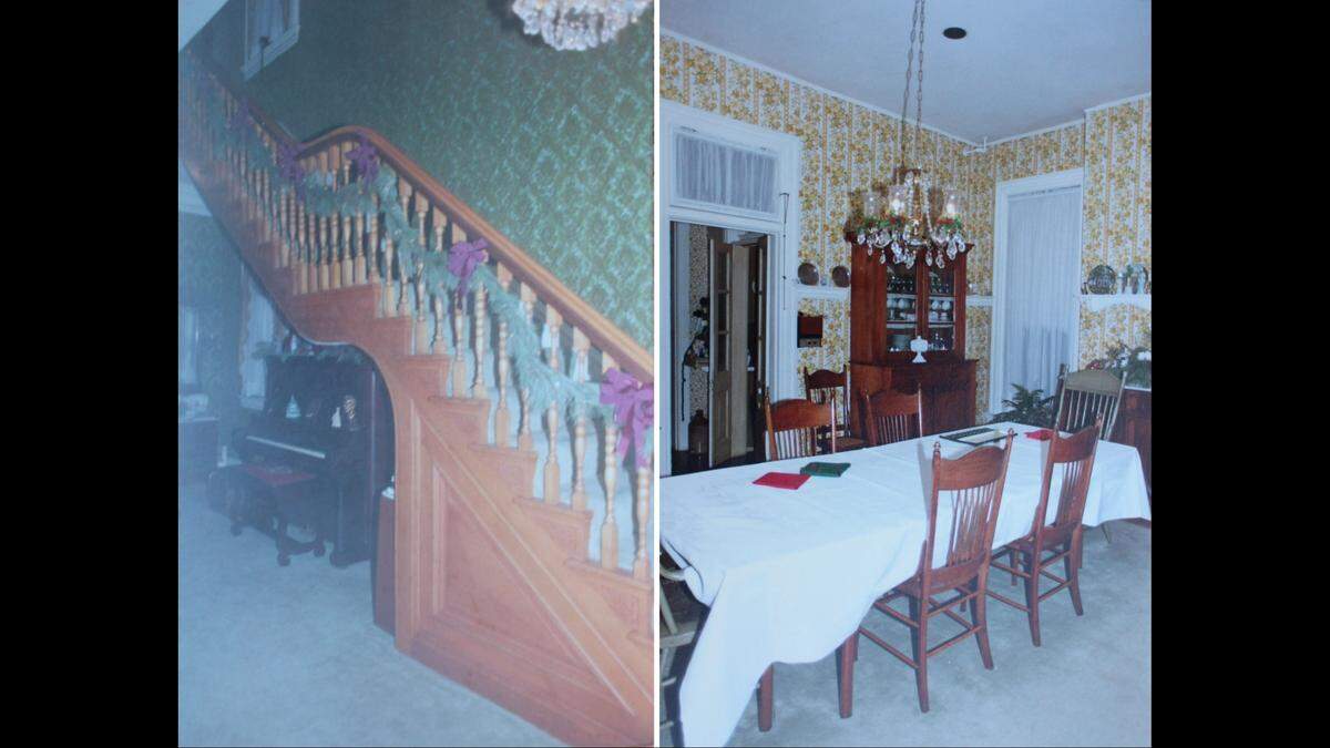 The home at 107 E. D St. in Belleville had a grand staircase that former resident Phyllis Young refinished in the early 1970s. The dining room is shown at right.
