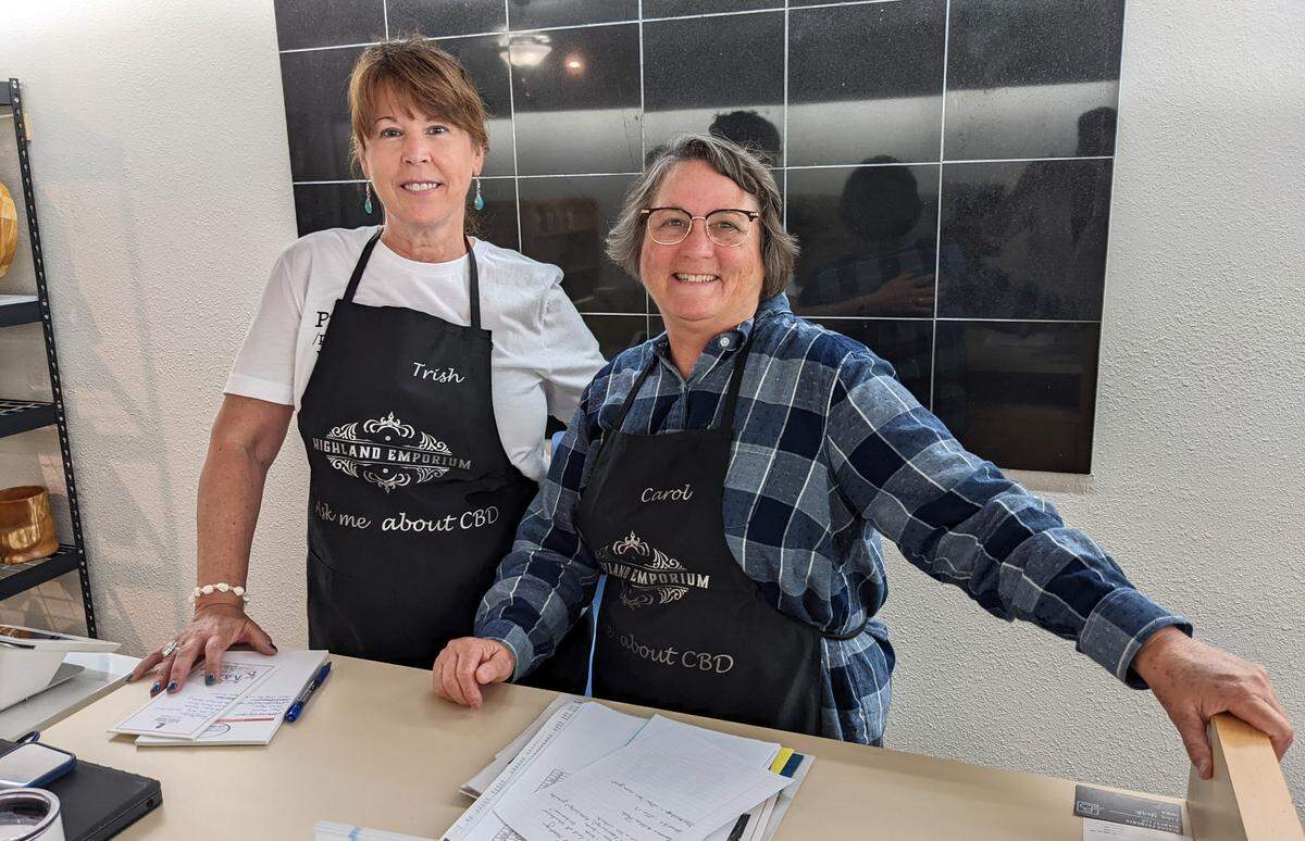 Artist Trish Dixon of Glitter Bug Designs and Carol Eckhoff, owner of Highland Emporium