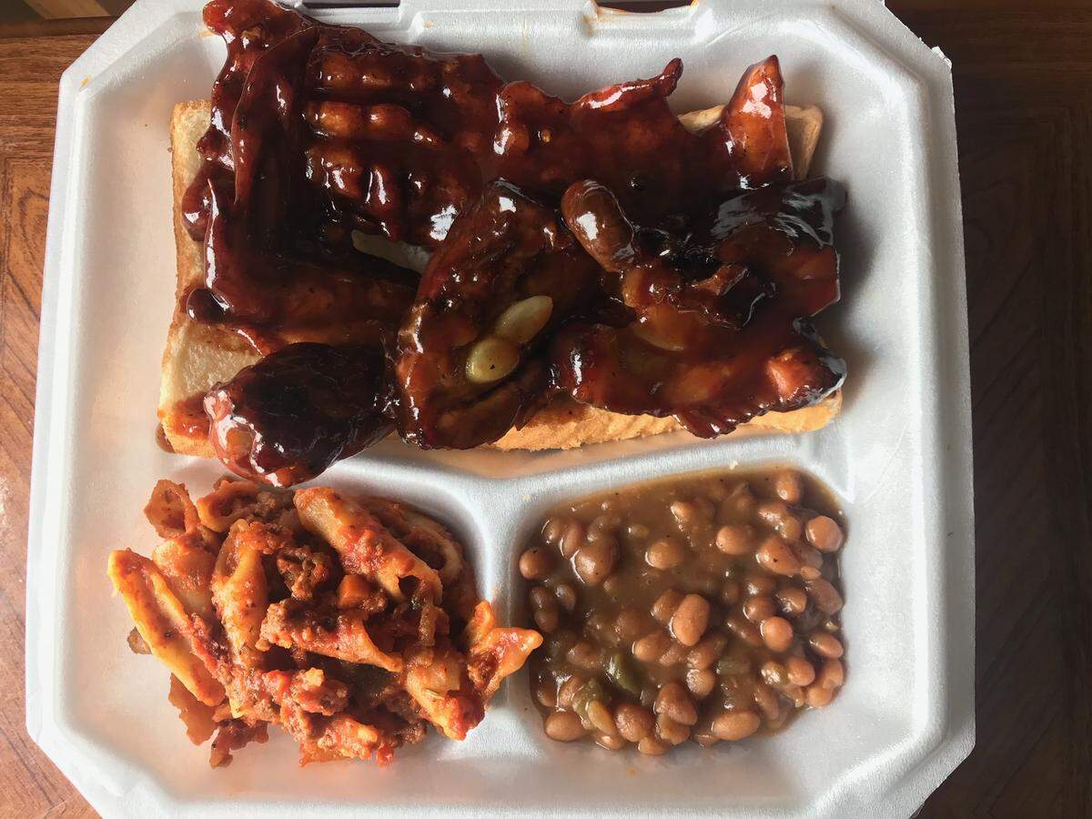 A barbecue dinner from Good Heavens BBQ in East St. Louis.