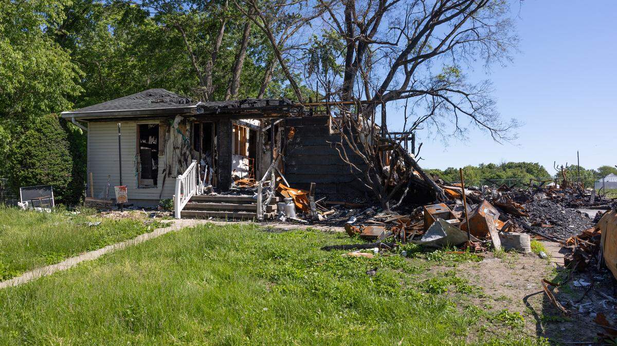 This photo taken Thursday shows the home at 8004 W. Kirsch Road in Troy that was destroyed by fire after an explosion or series of explosions on April 5. Three people were killed.
