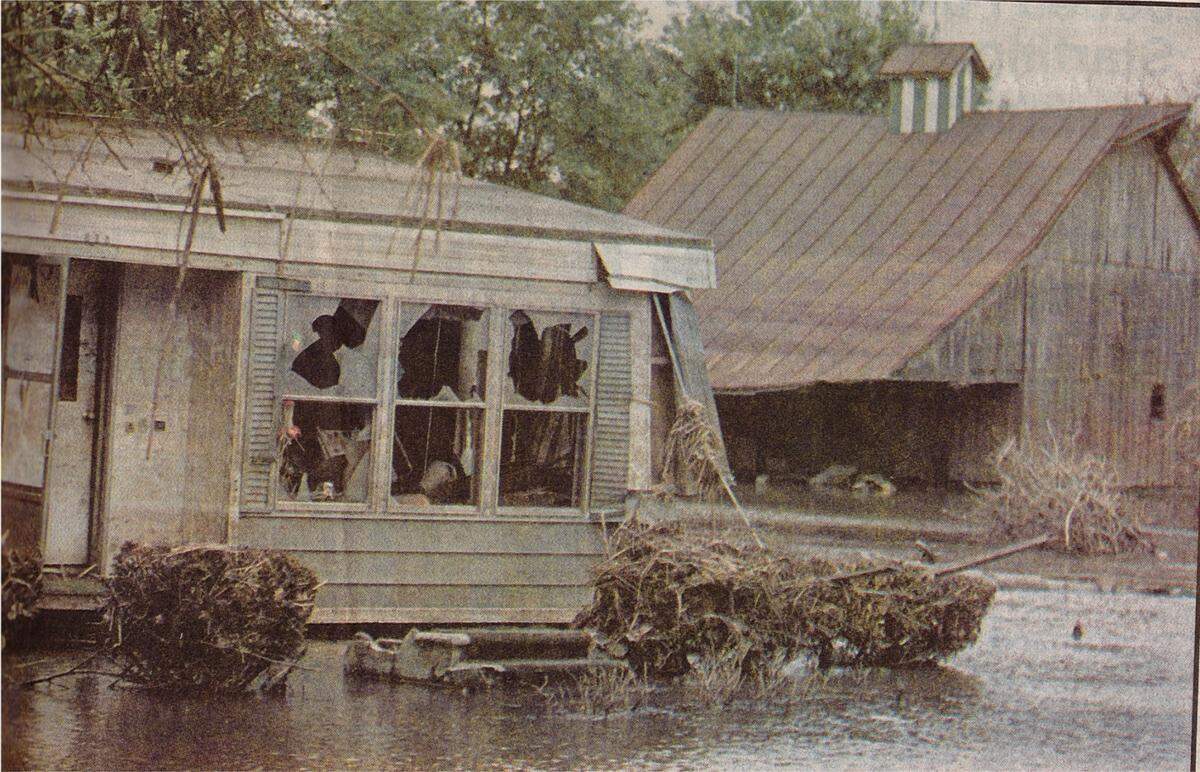 Valmeyer, Illinois, during the flood of 1993.