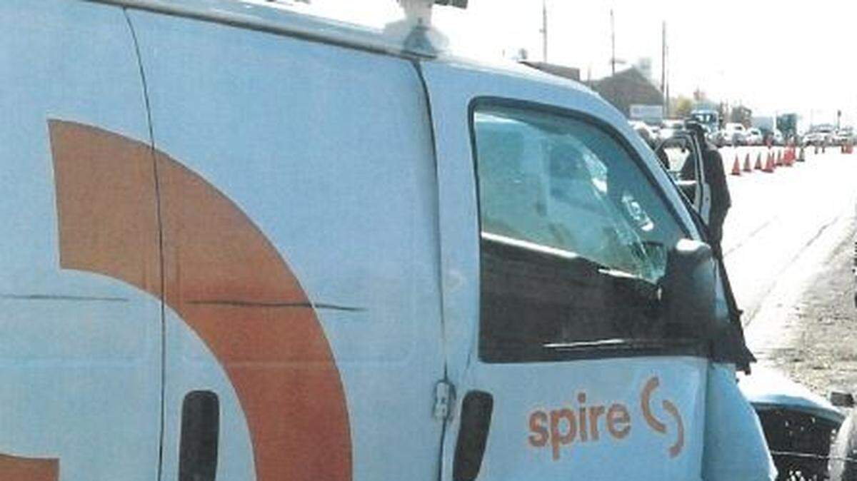 Police say a man stole a Spire gas truck from East St. Louis under the levy near the Poplar Street Bridge at about 11:30 a.m. and then crashed it on Illinois 3.