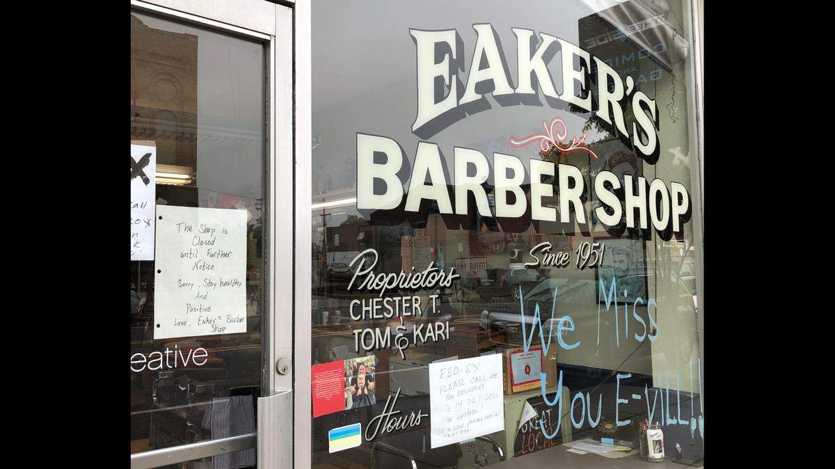 Eaker’s Barbershop on North Main Street in Edwardsville was one of dozens of metro-east barbershops and hair and nail salons forced to close during the COVID-19 shutdown in Illinois last spring. It could happen again.