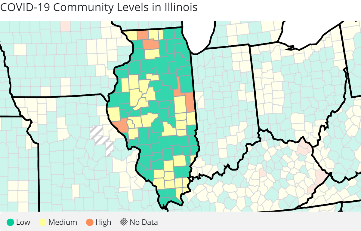 Here are the latest COVID-19 community levels, from the U.S. Centers for Disease Control and Prevention.