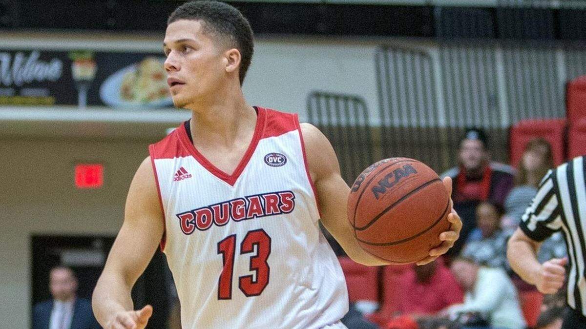 Christian Ellis looks down the court in SIUE’s loss to Western Illinois University.