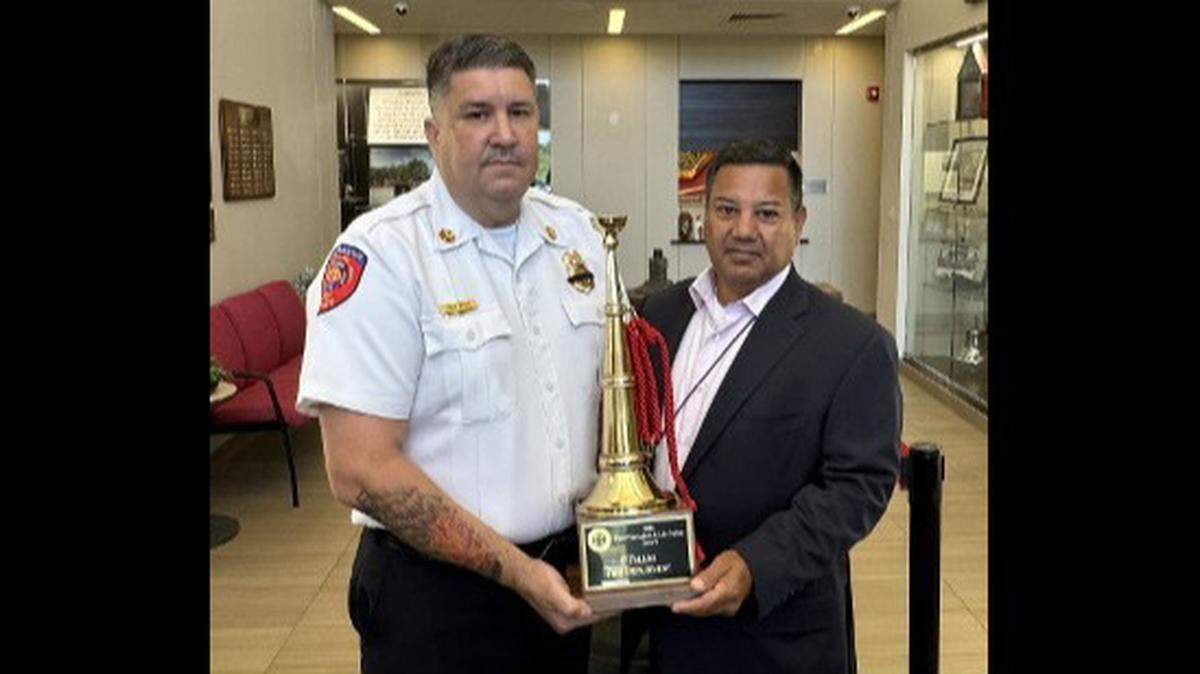 Fire Chief Brad White with Illinois State Fire Marshal Rivera