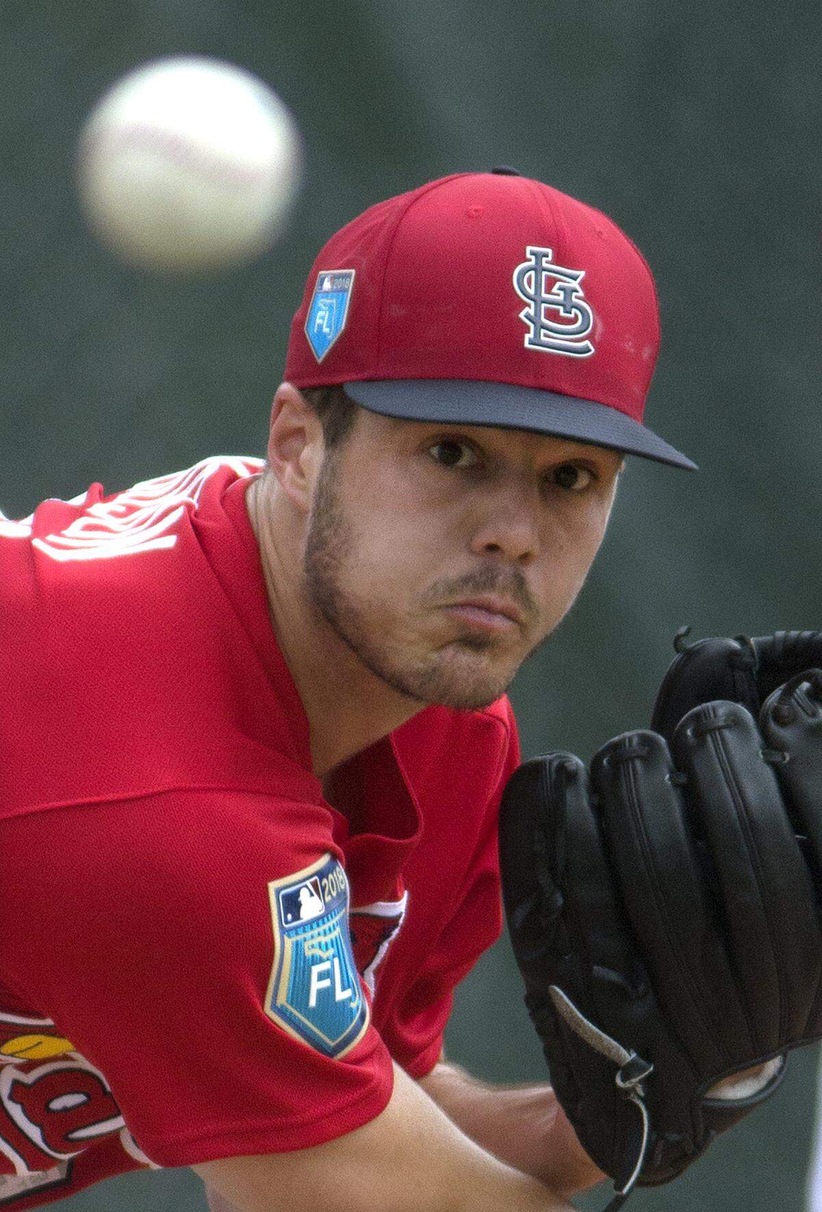 Dakota Hudson pitches during a workout in Jupiter, Florida.