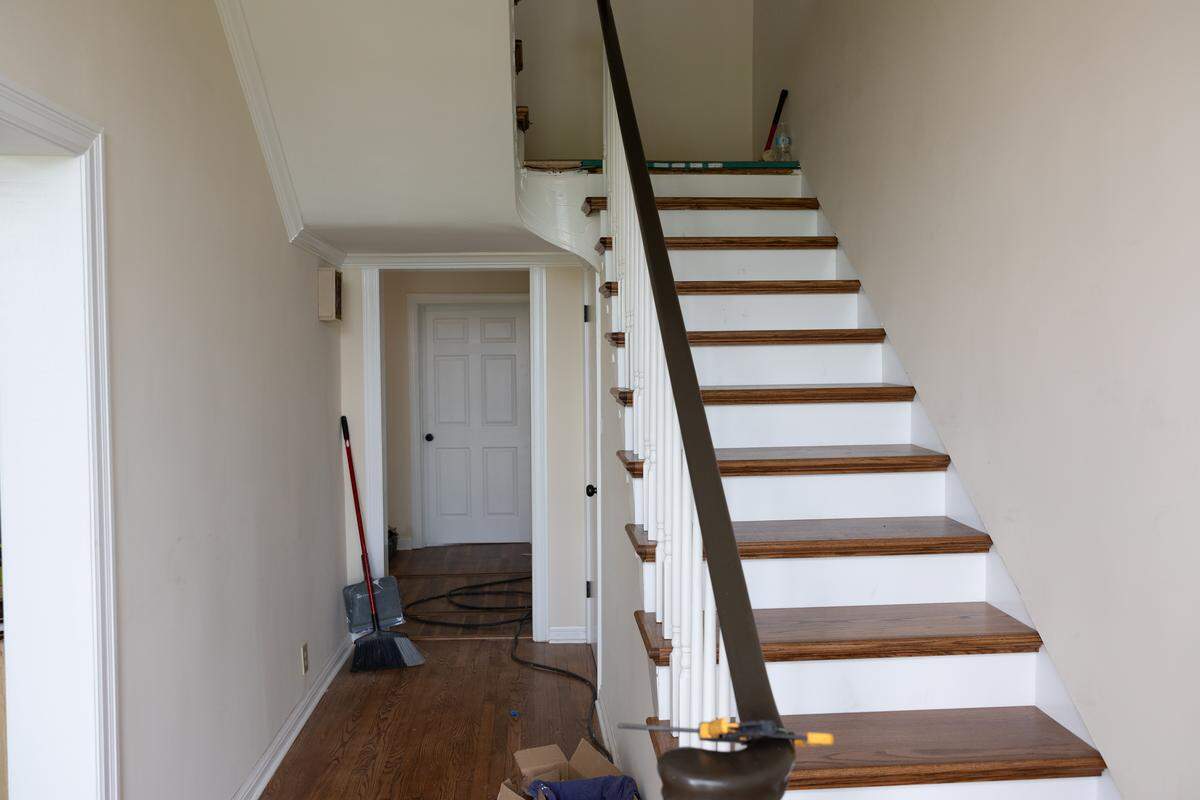 Contractors are renovating a former farmhouse at the new Belleville location of Karla Smith Behavioral Health. That includes refurbishing the staircase, refinishing oak floors and using materials scavenged from other parts of the farm whenever possible.