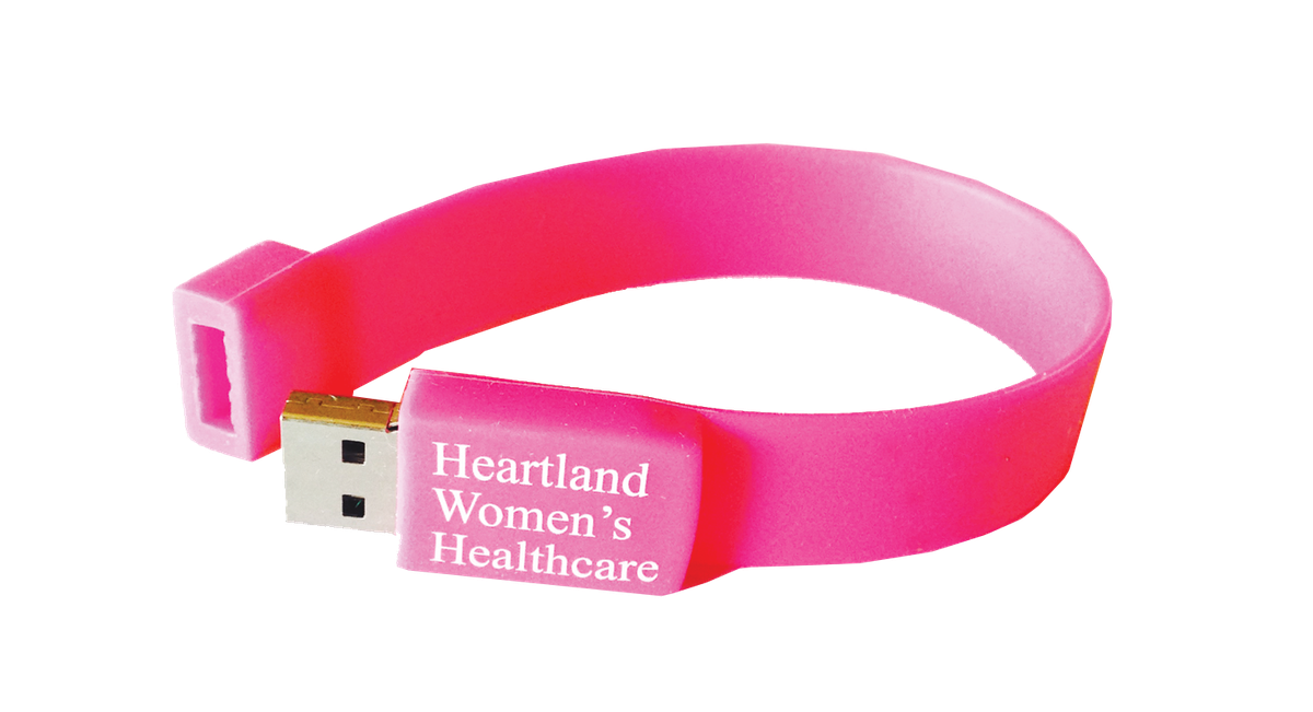 Heartland Women’s Healthcare clinics provide pregnant patients with “baby bytes” bracelets, which have compartments for USB devices, allowing ER doctors to access ultrasound images and other records in case of emergency.