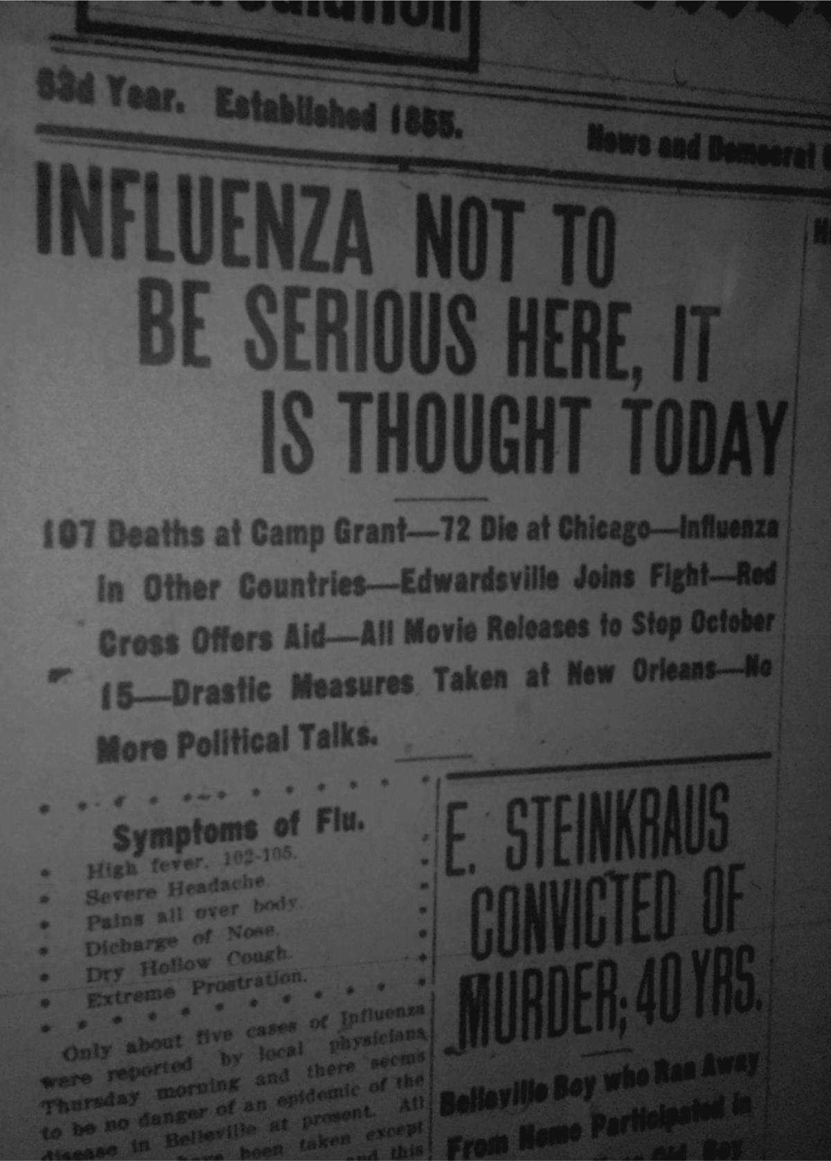 At first, experts thought the Spanish flu epidemic was going to spare Southern Illinois.