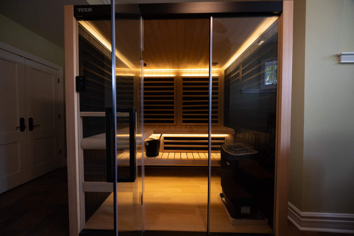 The basement also features a dry sauna and steam room.