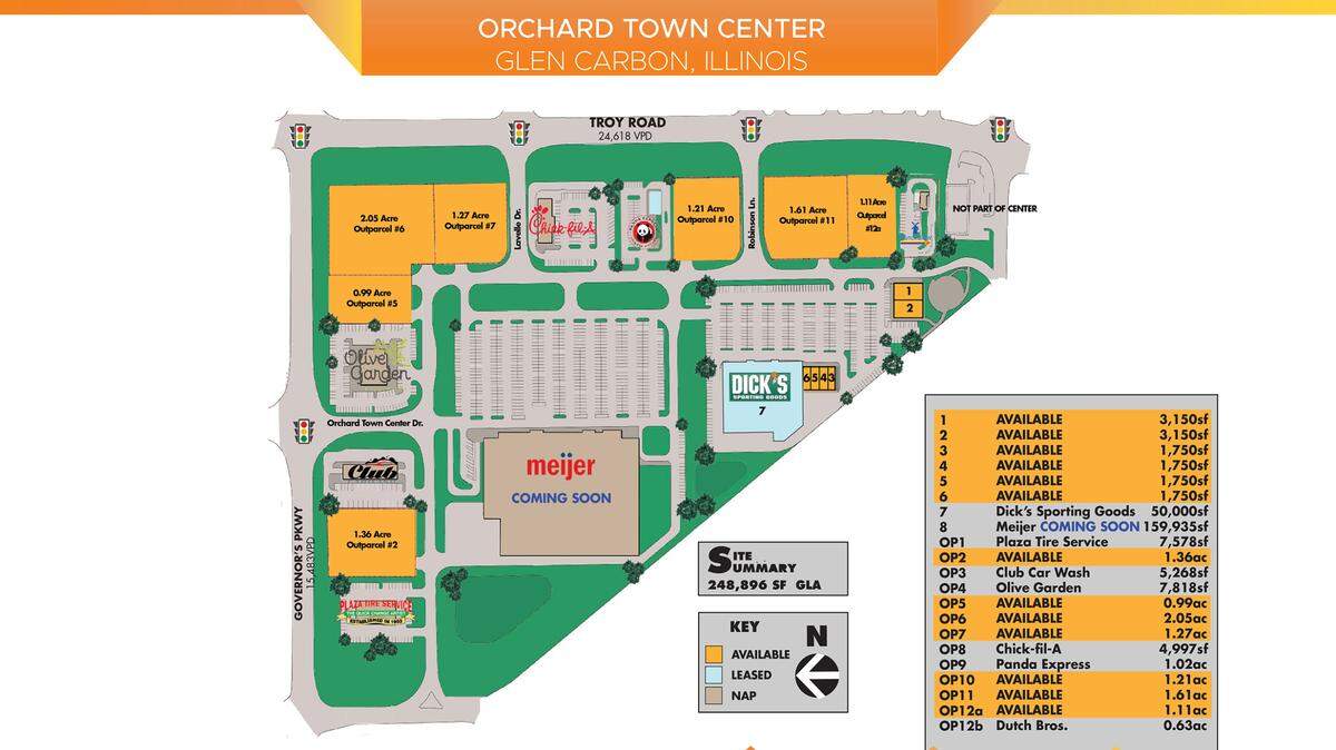 Layout of Glen Carbon’s Orchard Town Center development available on The Staenberg Group website