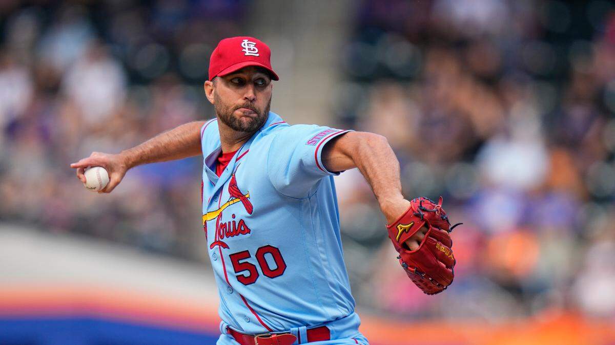 St. Louis Cardinals hurler Adam Wainwright pitches during the first inning of a game against the New York Mets on Saturday, June 17, in New York.