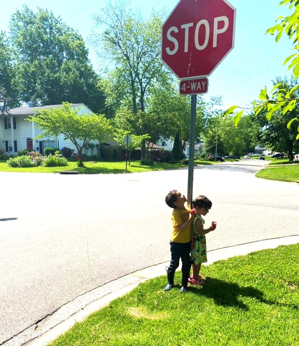 Safety concerns over the traffic impact the proposed Brandywine Garden Villas development may have on their neighborhood has spurred Julia and Michael Skrabacz to get involved in their community. A military veteran, Mike, and his wife, Julia, who is in the U.S. Coast Guard, moved to Southview Gardens five years ago. Pictured are their 4-year-old and 2-year-old children who play in their front yard, which is located near a four-way stop on Whitehall Drive.