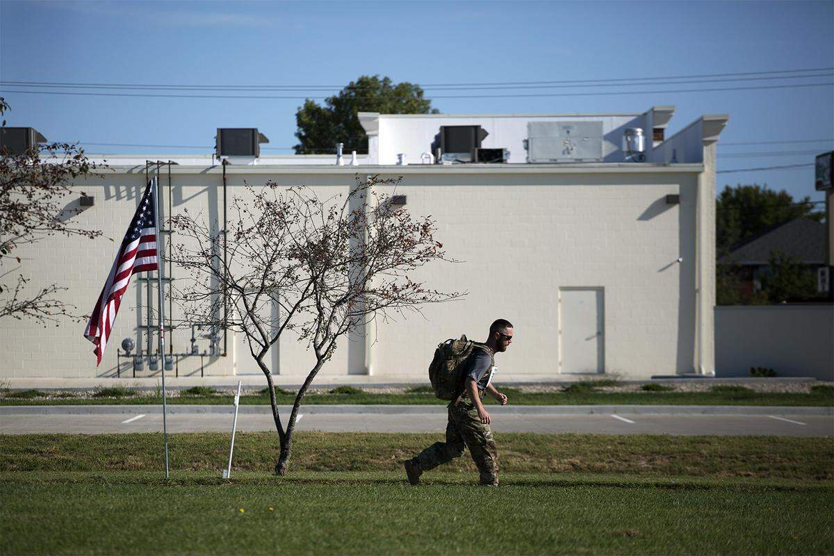 A participant runs toward the finish line during the annual Bradley R. Smith Memorial 5K in Troy.