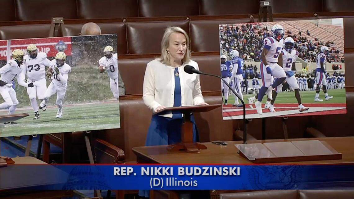 Triumphant Althoff and East St. Louis football teams recognized on floor of U.S. House
