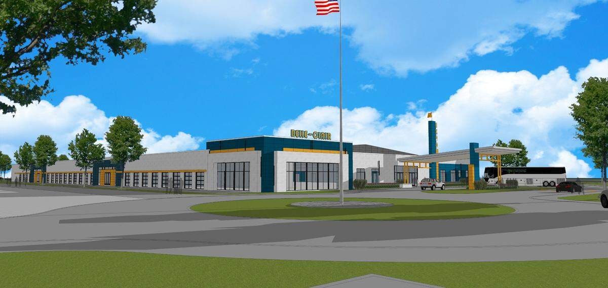 This rendering shows the renovations planned for the exterior of the expo center at the Belle-Clair Fairgrounds in Belleville as of 2024.