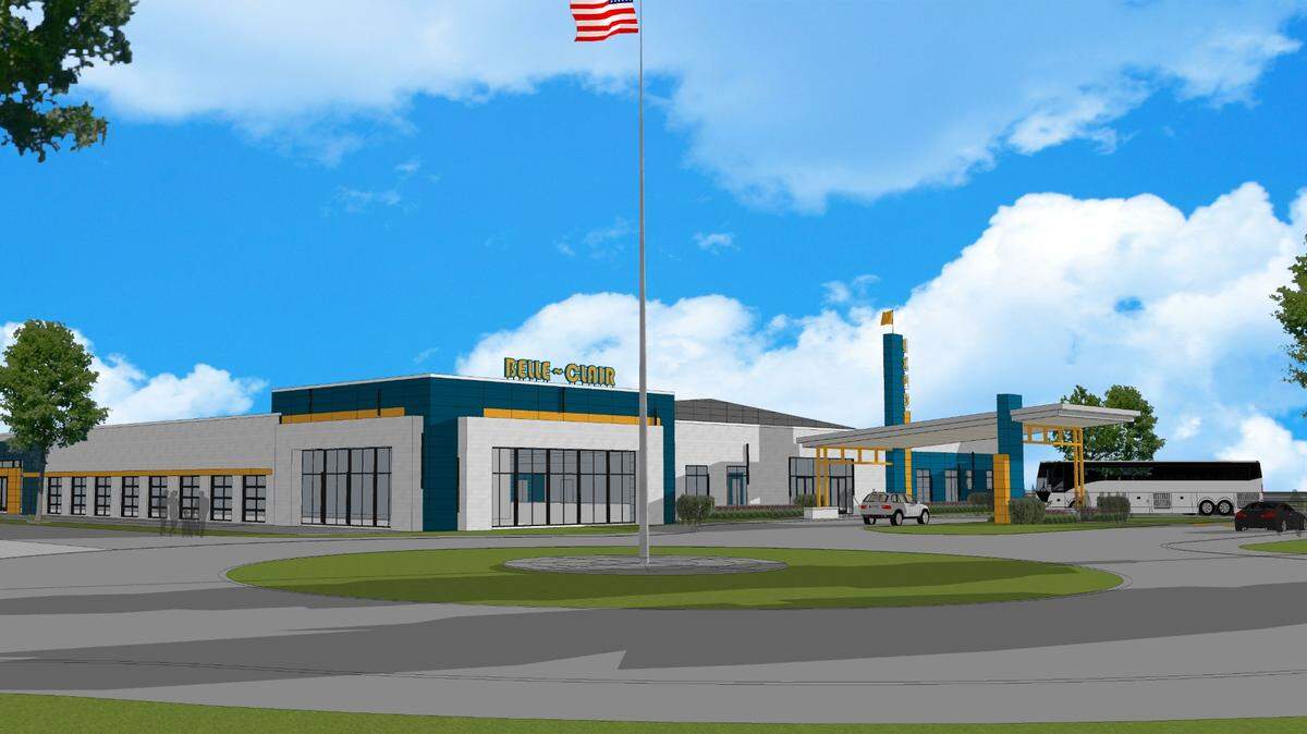 This rendering shows the renovations planned for the exterior of the expo center at the Belle-Clair Fairgrounds in Belleville.