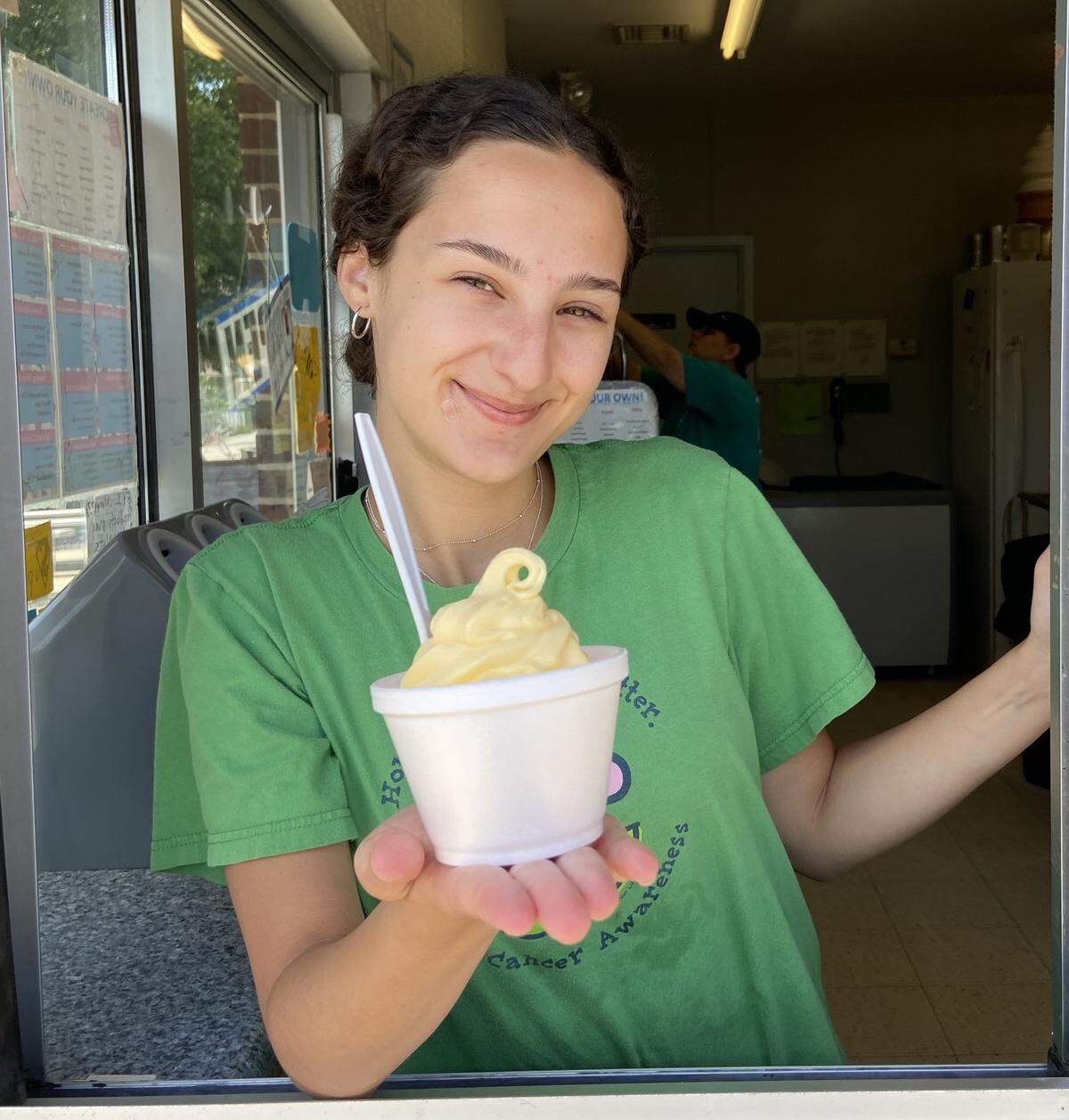 Lexie Musser serves a Dole Whip at I Scream U Scream downtown O’Fallon. The gluten-free, dairy-free and fat-free dessert is made with pineapple and honey, and iis a new addition to their menu.