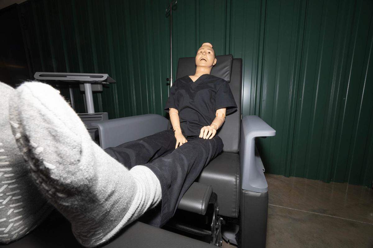 A mannequin meant for training students interested in entering the medical fields on display at the CAVE.