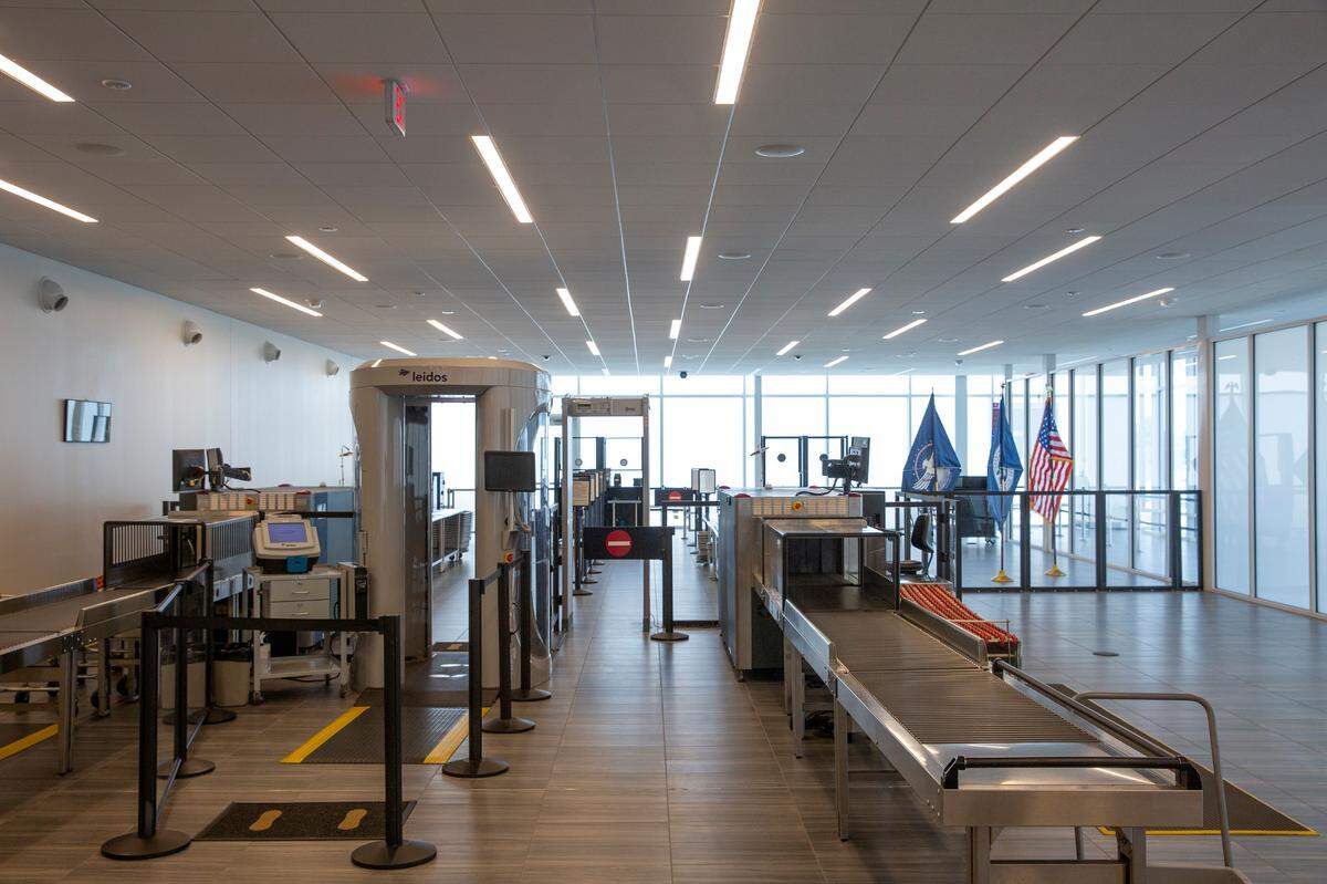 The new TSA screening area at MidAmerica St. Louis Airport, photographed on Tuesday, June 13, 2023 at the grand opening of the airport’s new terminal.