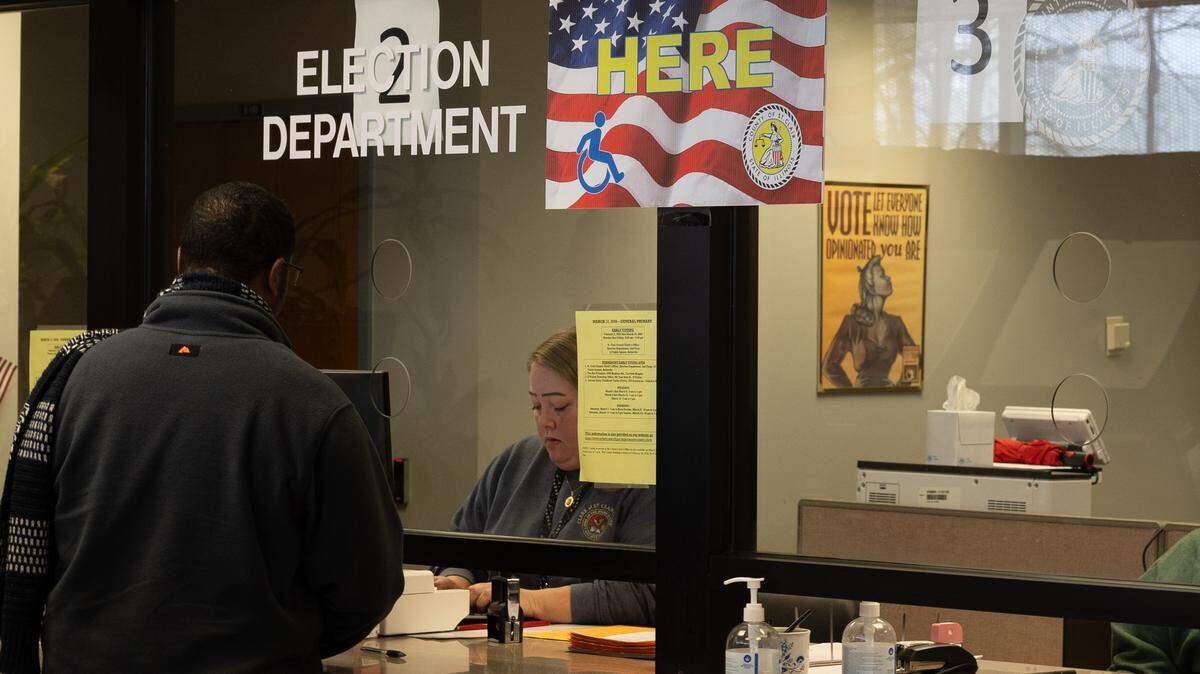 The election department of the St. Clair County Clerk’s office is pictured here during the March 2026 primary election. The St. Clair County Board recently approved raises for certain elected officials, including the county clerk, treasurer, assessor and County Board members.