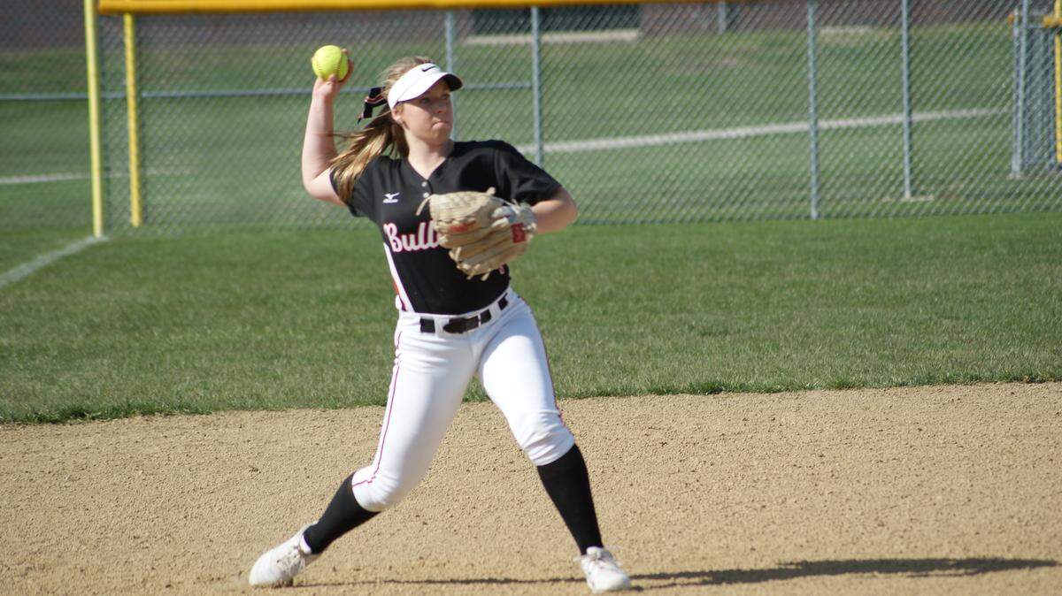 Highland third baseman Sydney Parkerson, shown firing a throw across the diamond to first base to record an out during a game in 2018. Parkerson, a senior, will continue her outstanding career at Division II Truman State University in Kirksville, Missouri.
