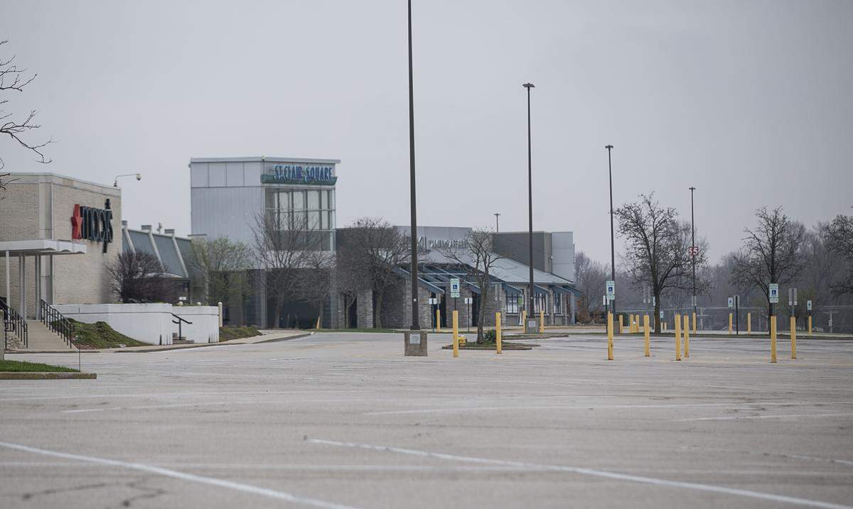 St. Clair Square in Fairview Heights was quiet on March 23 after retail stores in Illinois were forced to close as part of Gov. J.B. Pritzker’s stay-at-home order.