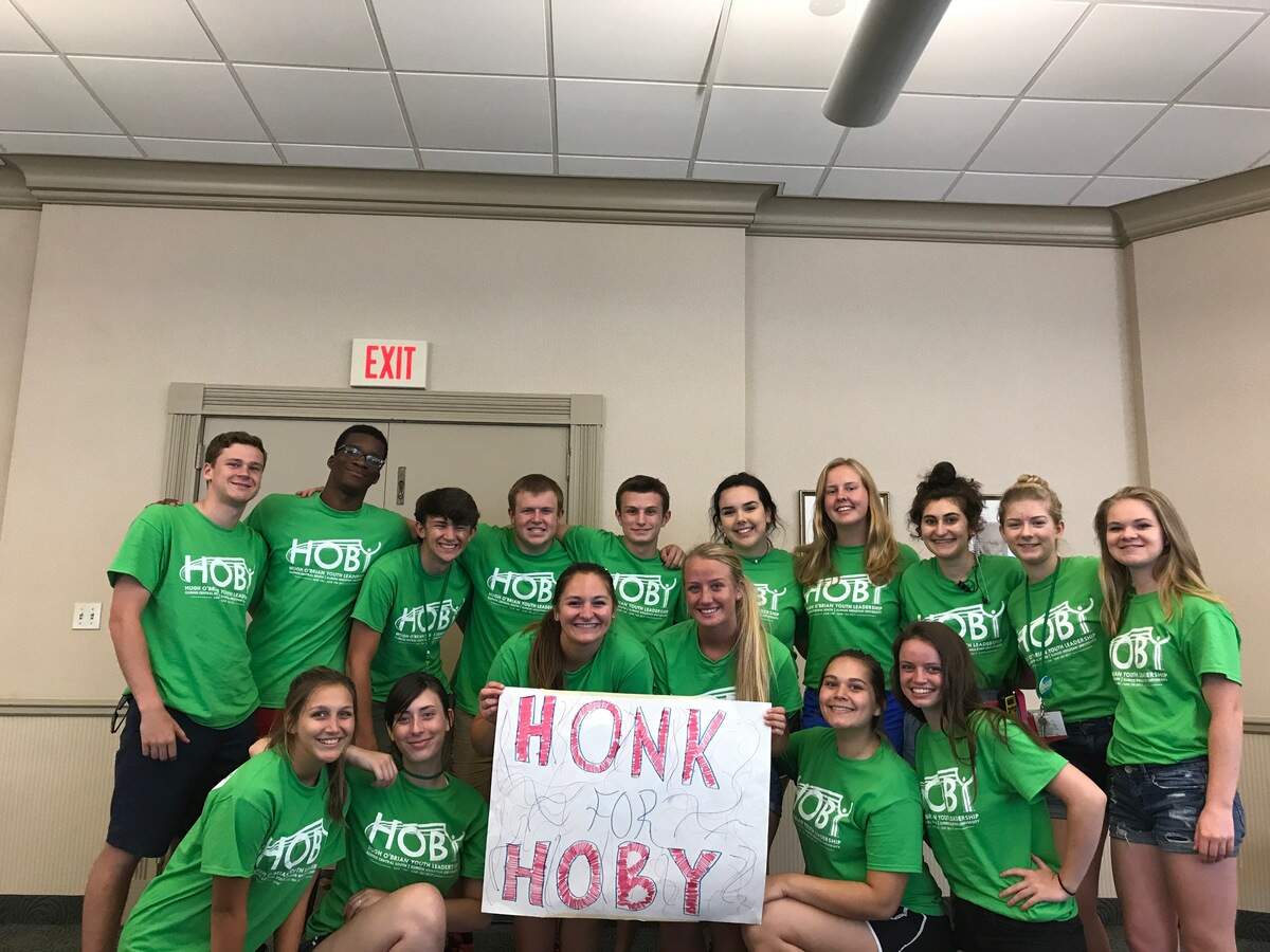 Far left of first row is O'Fallon resident Natalyn Gorazd with fellow Hugh O'Brian Youth Leadership (HOBY) seminar leaders during a fundraiser last year. O'Fallon resident Natalyn Gorazd graduated first in her class as one of five female valedictorians Sunday, May 20 from Althoff Catholic High School in Belleville.