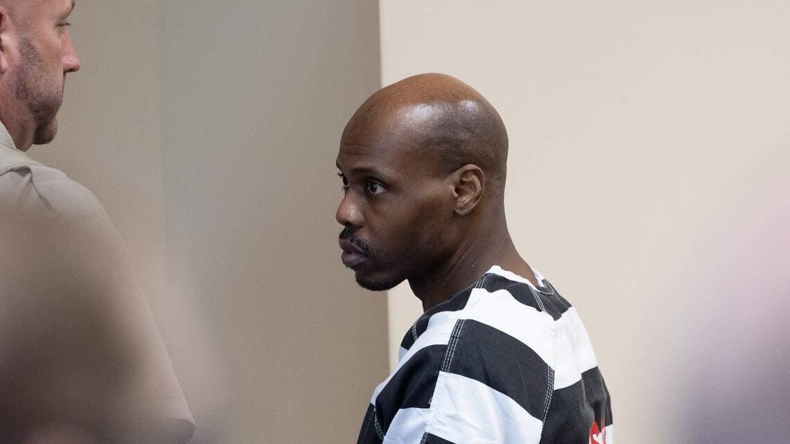 Gary D. Johnson, who was found guilty of the first-degree murder in the death of Portia Rowland, leaves the Madison County Criminal Justice Center after being sentenced to life in prison on April 23, 2026.