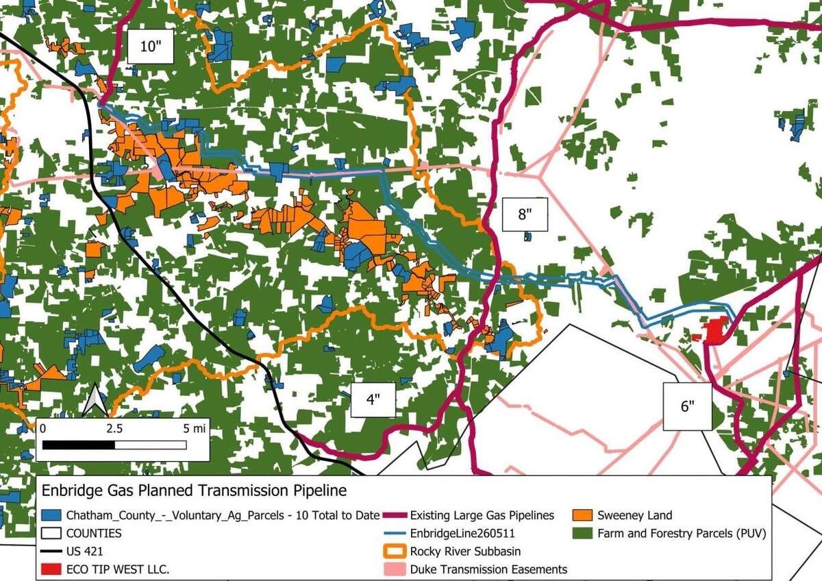 Residents in Chatham County created a map to fill-in certain sites in the study corridor map Enbridge provided.
