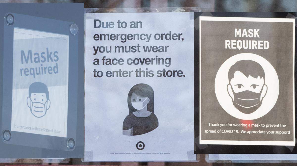 Mask signs may be disappearing as Illinois health officials say COVID numbers have dropped low enough to warrant lifting the state’s mask mandate for most indoor public places. While you’ll still have to wear a mask in certain settings, grocery stores, movie theaters, restaurants, bars and other businesses won’t have to require them.