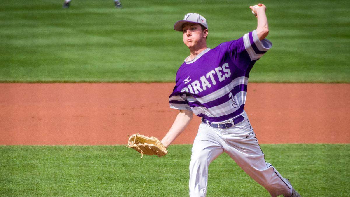 Even though he's still a sophomore, Philip Reinhardt, the coach's son, is Valmeyer's best pitcher and one of its best hitters.