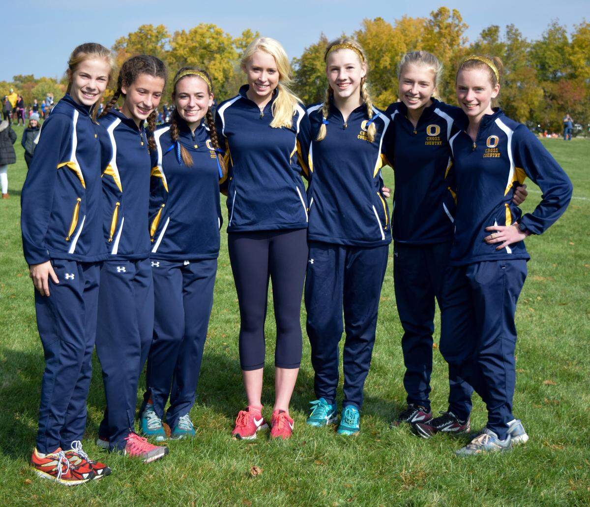 O’Fallon runners who led the Panthers to a fifth-place sectional finish at spot at the IHSA 3A Cross Country Meet are, from left to right, Peyton Schieppe, Sofia Parker, Emma Jordan, Sophie Wichlac, Julia Monson, Kaitlyn Walker, and Kimberly Davenport.