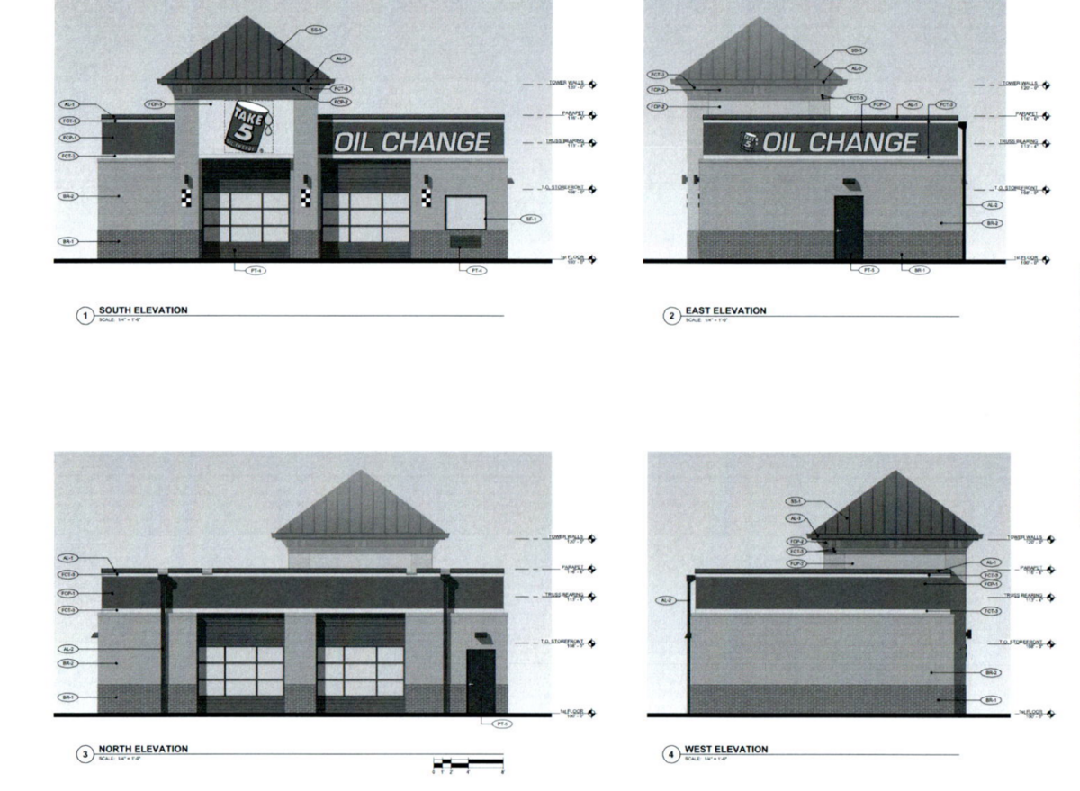 These renderings of a Take 5 Oil Change facility were provided to the Fairview Heights City Council as part of an application to bring Take 5 to a site on Illinois 159.