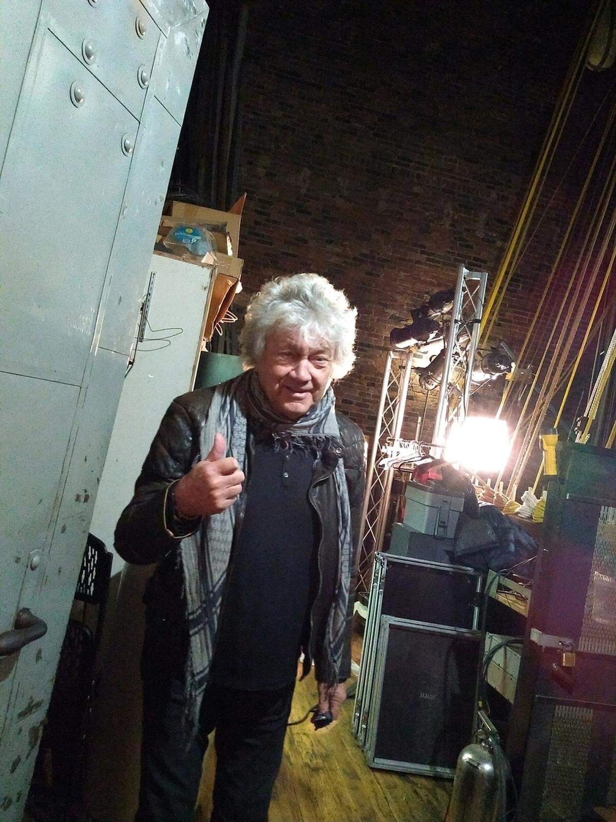 This spring, the Live at the Lincoln series will feature well-known artists and local favorite groups in concert at the historic movie venue in downtown Belleville. Pictured here backstage is John Lodge, bass player, singer and songwriter for the English progressive rock band The Moody Blues, who performed at the Lincoln Theatre in 2019.