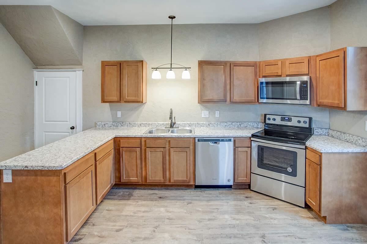 This “after” photo shows the kitchen of the home at 313 S. Ninth St. in Belleville. It has been gutted and renovated by Belleville Community Development Corp.