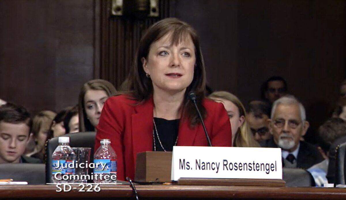 Chief U.S. District Judge Nancy Rosenstengel of the U.S. District Court for the Southern District of Illinois appears before the U.S. Senate Judiciary Committee in Washington, D.C., for a hearing on her nomination to the bench on Jan. 8, 2014. 