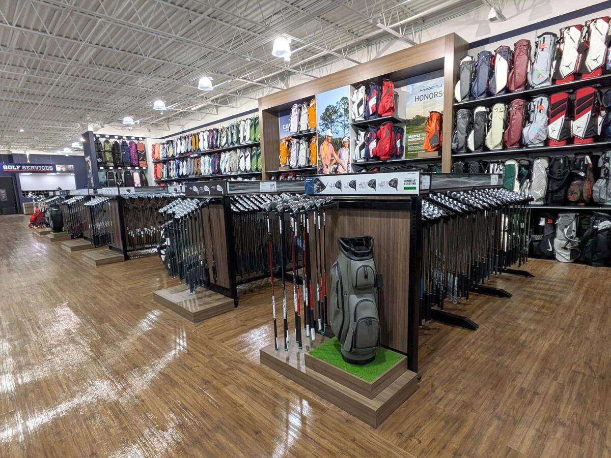 Selection of clubs and golf bags