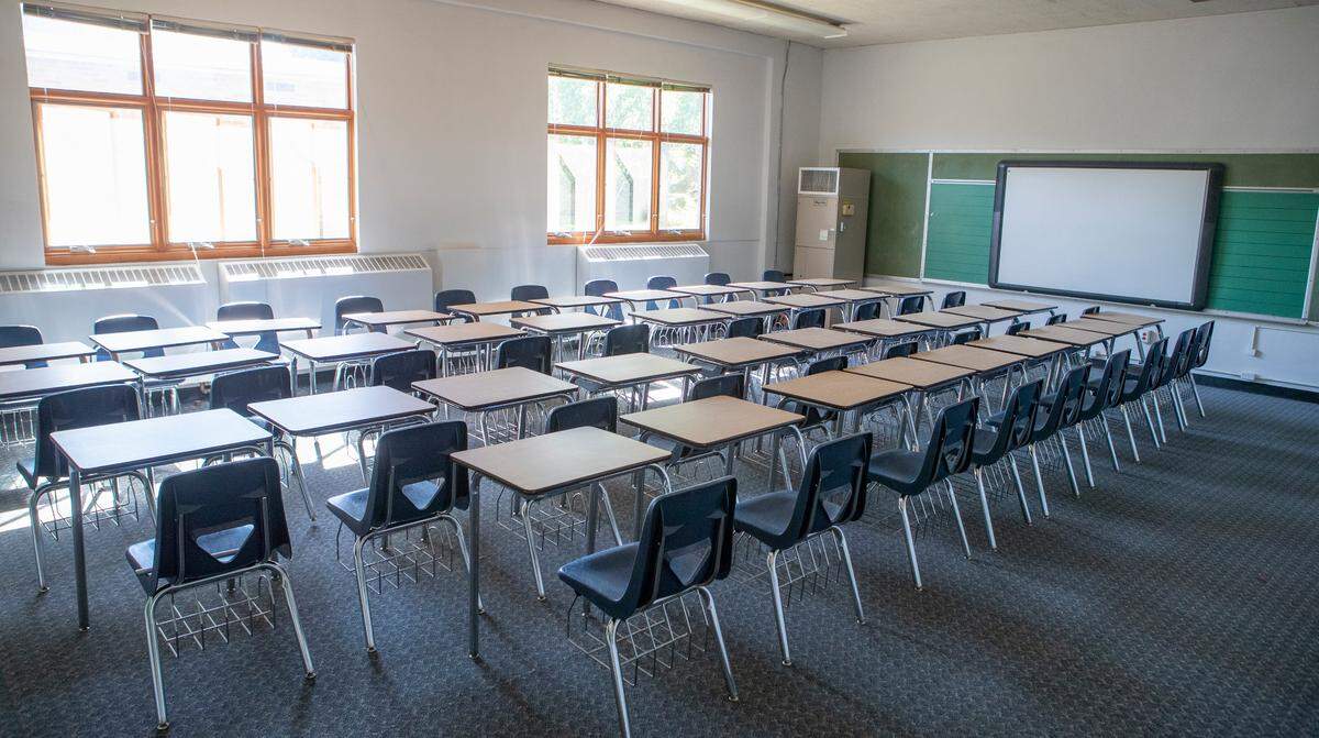 New desks, chairs, carpeting and smartboards are ready for students as Belleville Christian School works to open the former Belle Valley School South building.