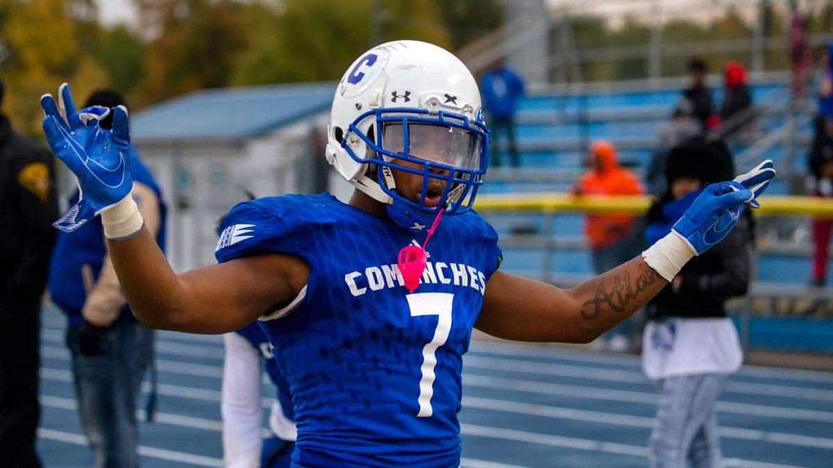 Cahokia’s Darian Dean did some celebrating on the sideline after his interception on Saturday.