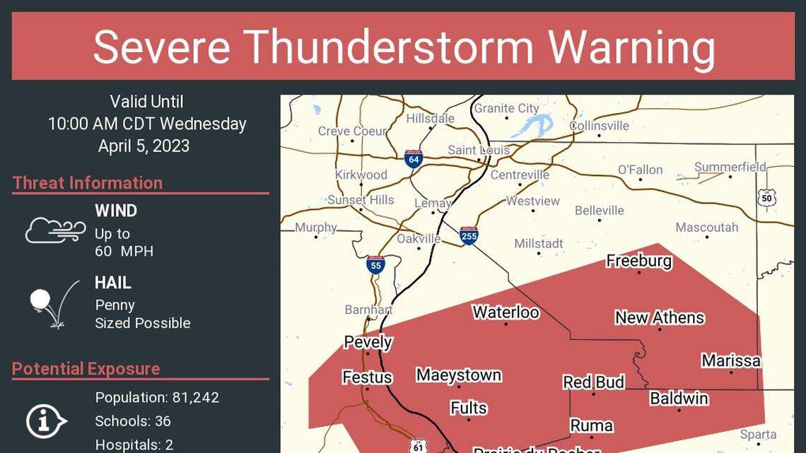 Parts of the metro-east remain under a thunderstorm warning. Here’s the latest weather info