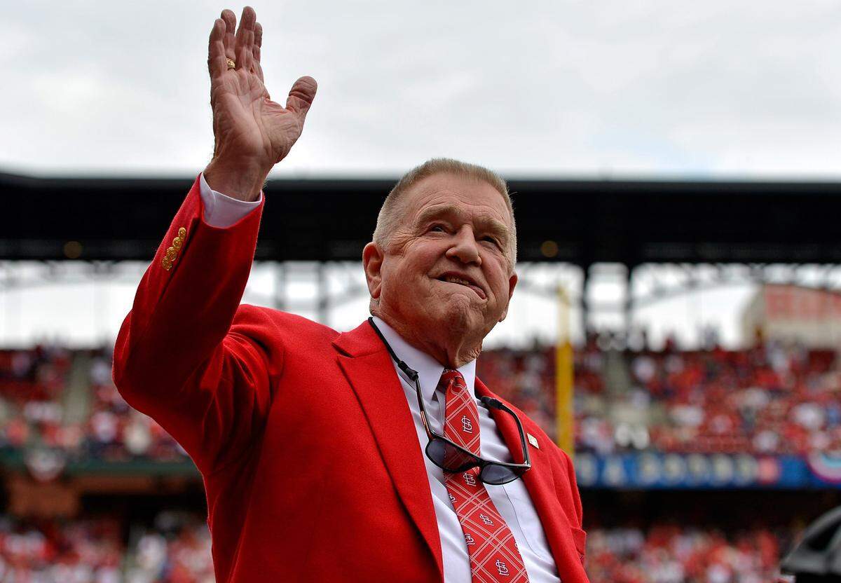 Apr 13, 2015; St. Louis, MO, USA; St. Louis Cardinals former manager Whitey Herzog in attendance for the game between the St. Louis Cardinals and the Milwaukee Brewers at Busch Stadium. Mandatory Credit: Jasen Vinlove-USA TODAY Sports